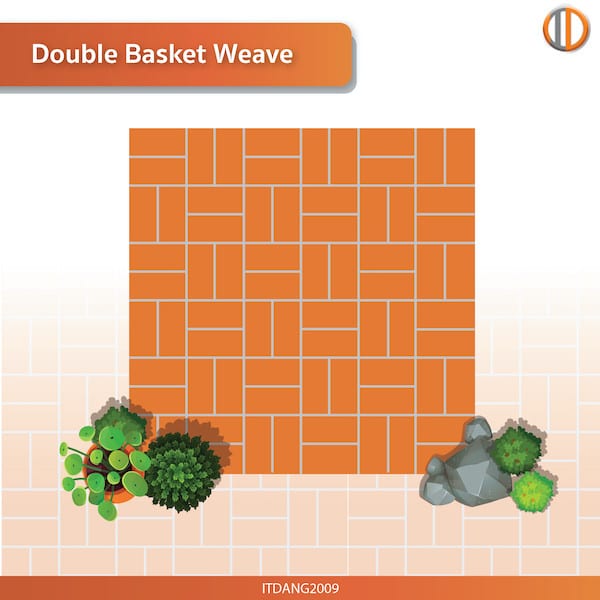 การใช้อิฐแดงปูพื้น รูปแบบ Double Basket Weave