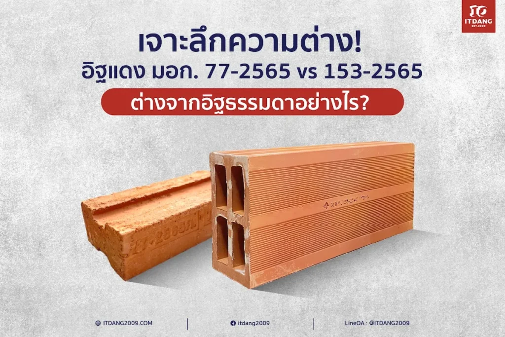 เจาะลึกความต่าง! อิฐแดง มอก. 77-2565 vs 153-2565 ต่างจากอิฐธรรมดาอย่างไร?