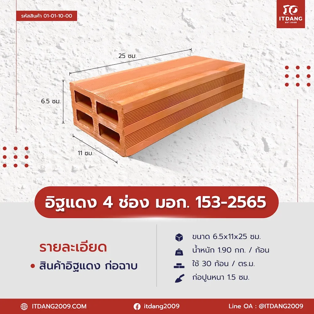 อิฐแดงมอก. 153-2565 