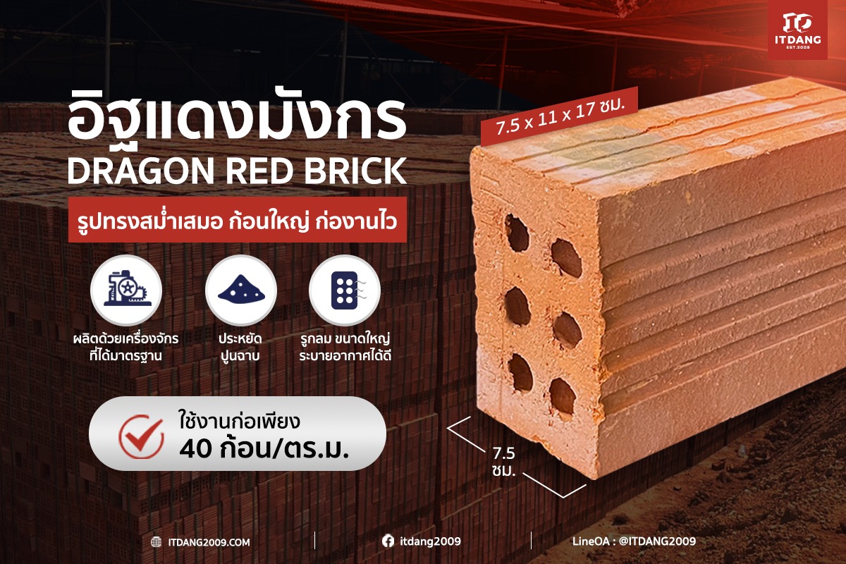 อิฐแดงมังกร 7.5 ซม. นวัตกรรมใหม่ล่าสุด! แกร่ง ทน ทลายทุกขีดจำกัดงานก่อสร้าง